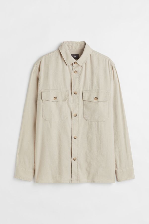 Sobrecamisa en mezcla de lino Regular Fit