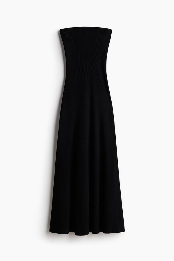 Vestido bandeau tejido en punto acanalado