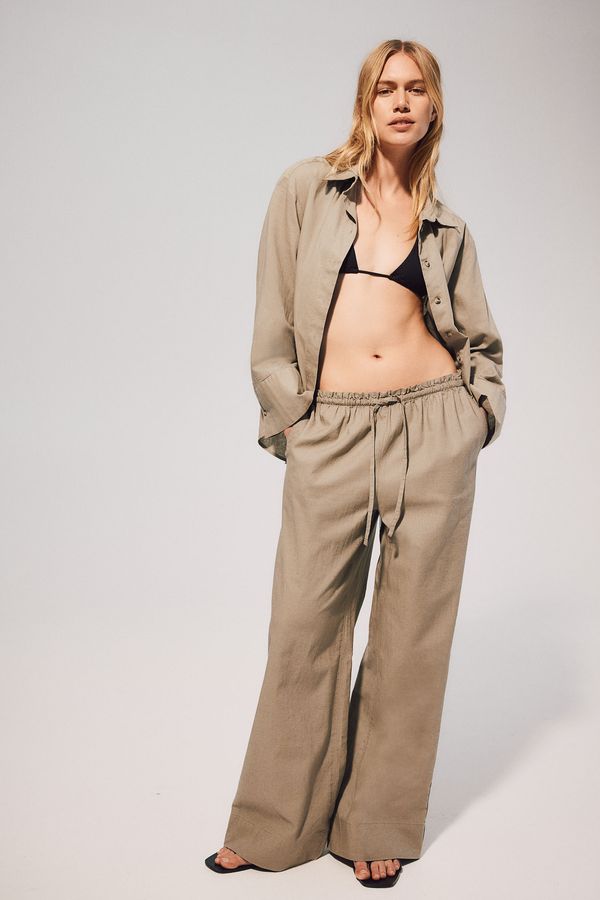 Pantalón amplio en mezcla de lino