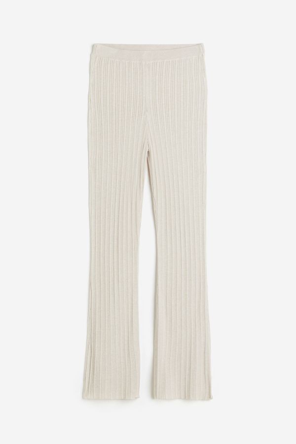 Rib-knit flared trousers