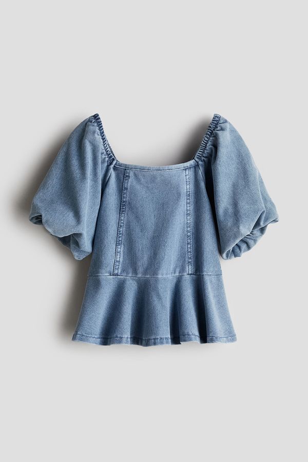 Blusa efecto denim con peplum