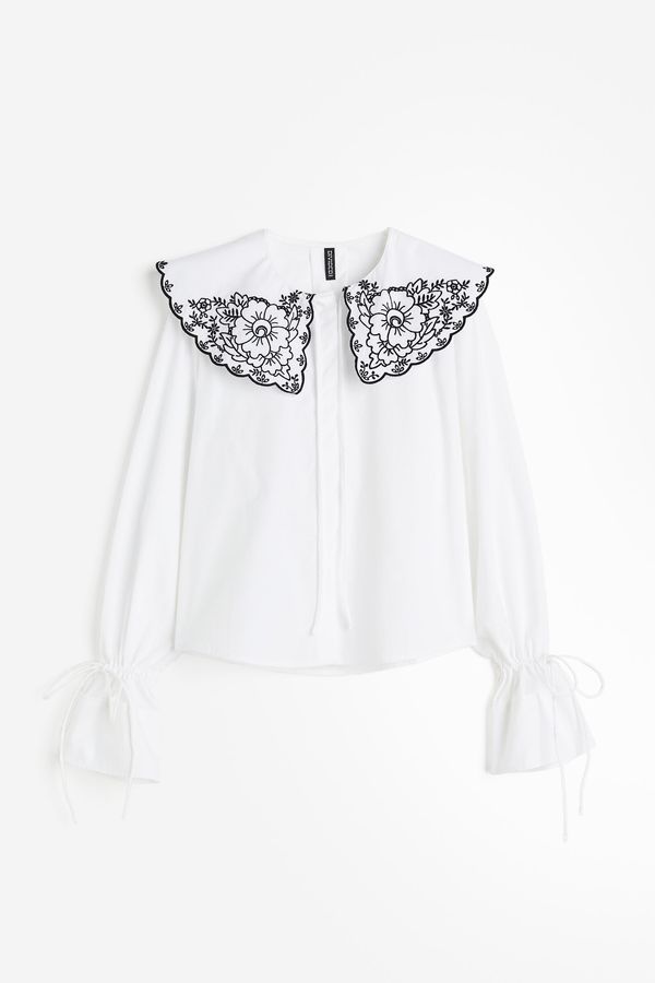 Blusa de popelina con broderie